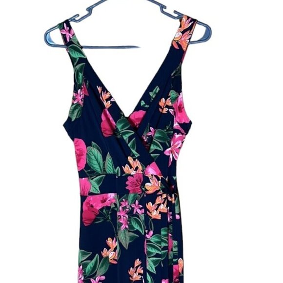 NWOT Market & Spruce Tropical Floral Faux Wrap Sleeveless Maxi Dress Size Medium - Picture 2 of 11